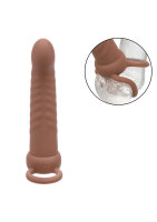 CalExotics Performance Maxx Rechargeable Ribbed Dual Penetrator Brown skin tone