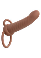 CalExotics Performance Maxx Rechargeable Ribbed Dual Penetrator Brown skin tone