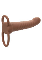 CalExotics Performance Maxx Rechargeable Ribbed Dual Penetrator Brown skin tone