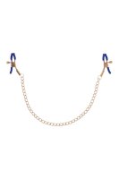 Sportsheets Cougar verkettete Nippel Klemmen gold/blau