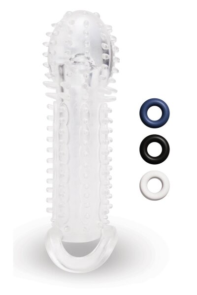 Size-Up Clear View Textured Penis Extender with Ball Loop