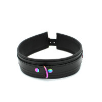 Kiotos Leather Collar Black Rainbow
