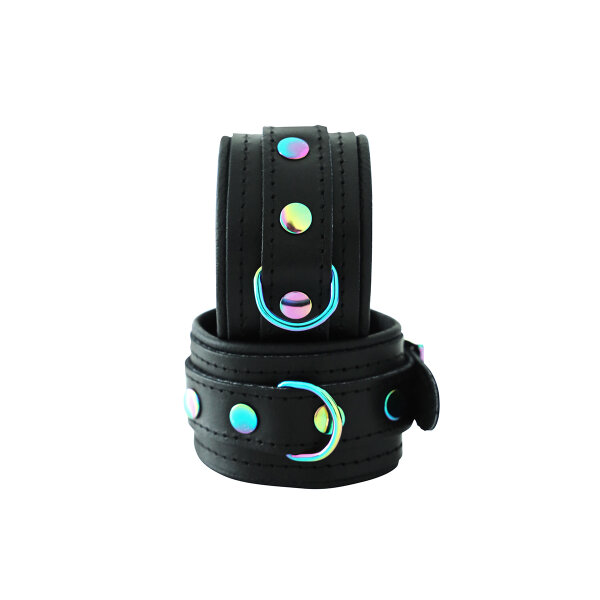 Kiotos Leather Handcuffs Black Rainbow