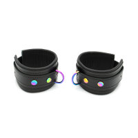 Kiotos Leather Handcuffs Black Rainbow