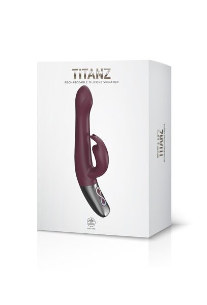 NMC Titanz 8.5 Inch Silicone Rechargeable Vibrator in Rubine Red
