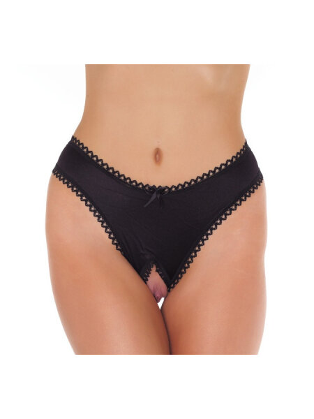 Amorable G-String mit offenem Schritt Schwarz One Size