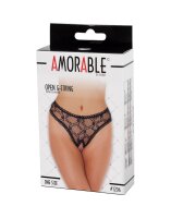 Amorable Transparenter G-String mit offenem Schritt Schwarz One Size