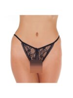Amorable Thong with Open Crotch Black One Size