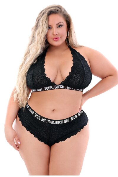Not Your Bitch Lace Bralette & Cheeky Panty Queensize