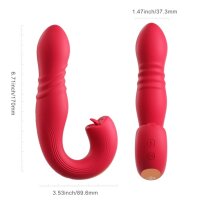 HoneyPlayBox - JOI Thrust 2 Pressure Sensing App Controlled Thrusting G-spot Vibrator & Tongue Clit Licker Red