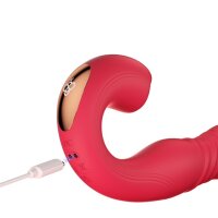 HoneyPlayBox - JOI Thrust 2 Pressure Sensing App Controlled Thrusting G-spot Vibrator & Tongue Clit Licker Red
