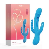 HoneyPlayBox Trilux Kinky Finger Rabbit Vibrator with Anal Beads Blue