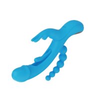 HoneyPlayBox Trilux Kinky Finger Rabbit Vibrator with Anal Beads Blue