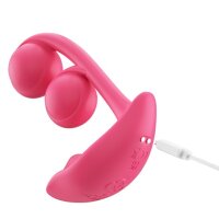 HoneyPlayBox Melody-Pressure Sensing App-Controlled Twin Balls Clit& G-spot Vibrator Magenta