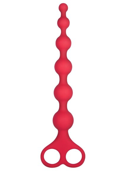 NMC 8 Inch Ribbed Silicone Anal Beads Red