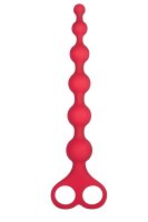 NMC 8 Inch Ribbed Silicone Anal Beads Red