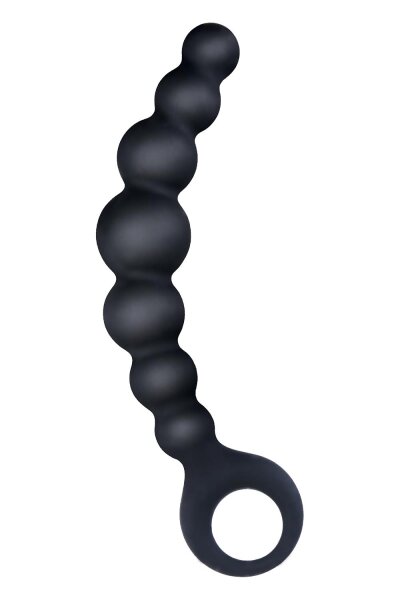 NMC 7 Inch Ribbed Silicone Anal Beads Black