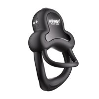 HoneyPlayBox - Anello-App-Controlled Vibrating Double Cock Ring with Clitoral Stimulator Black
