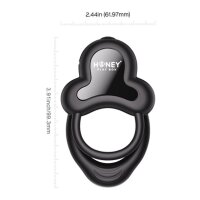 HoneyPlayBox - Anello-App-Controlled Vibrating Double Cock Ring with Clitoral Stimulator Black