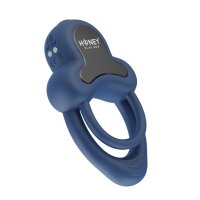 HoneyPlayBox - Anello-App-Controlled Vibrating Double Cock Ring with Clitoral Stimulator Blue