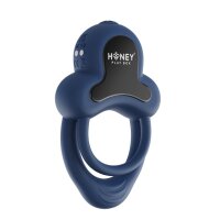 HoneyPlayBox - Anello-App-Controlled Vibrating Double Cock Ring with Clitoral Stimulator Blue