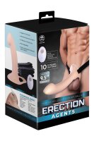 NMC 9.5 Inch Rechargeable Silicone Vibration Hollow Strap On With Ball Ring Flesh