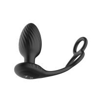 Nexus TORNADO Rotating Plug with Cock & Ball Rings - Black
