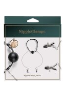 Virgite Nippelklemmen mit Ball Gag Modell 37 Schwarz Silber 2 Stück