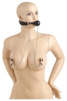 Virgite Nippelklemmen mit Ball Gag Modell 37 Schwarz Silber 2 Stück