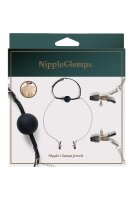 Virgite Nippelklemmen mit Ball Gag Modell 40 Schwarz Silber 2 Stück