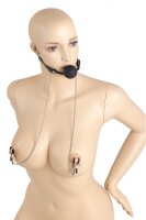 Virgite Nippelklemmen mit Ball Gag Modell 40 Schwarz Silber 2 Stück