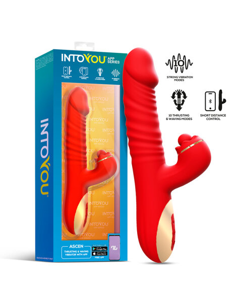 IY Ascen Rabbit Vibrator Appgesteuert Rot 24,8 cm