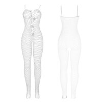 SUBBLIME Bodystocking White Fishnet Crotchless With Bows One Size