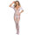 SUBBLIME Fishnet Crotchless Bodystocking With White Roses Pattern One Size