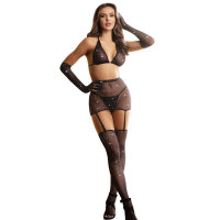 SUBBLIME Fishnet Bodystocking With Gloves And Diamonds...