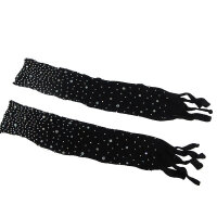 SUBBLIME Fishnet Bodystocking With Gloves And Diamonds Black One Size