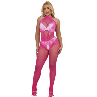 SUBBLIME Fishnet And Lace Crotchless Bodystocking With...