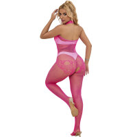 SUBBLIME Fishnet And Lace Crotchless Bodystocking With...