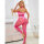 SUBBLIME Fishnet And Lace Crotchless Bodystocking With High Neck Pink One Size