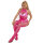 SUBBLIME Fishnet And Lace Crotchless Bodystocking With High Neck Pink One Size
