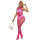 SUBBLIME Fishnet And Lace Crotchless Bodystocking With High Neck Pink One Size