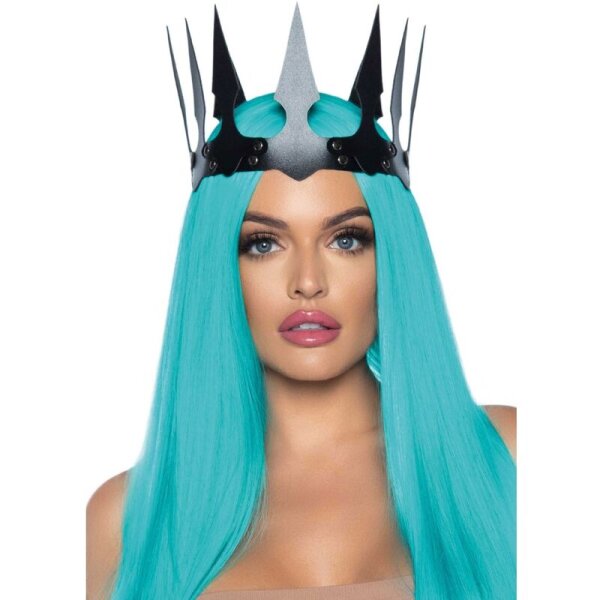 Leg Avenue Synthetic Leather Maleficent Crown With Studs Black