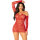 Leg Avenue Off Shoulder Long Sleeved Mesh Mini Dress Red