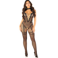 Leg Avenue Mesh Bodystocking Crotchless Black One Size