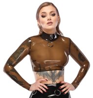 LateX Transparentes Crop-Top mit Metallring M