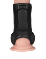 LoveToy Ridge Knights Ring Vibrating Penis And Scrotum Sleeve (Ø 2.8 cm) Black