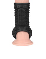 LoveToy Drip Knights Ring Vibrating Penis And Scrotum Sleeve (Ø 2.8 cm) Black
