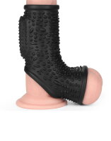 LoveToy Drip Knights Ring Vibrating Penis And Scrotum Sleeve (Ø 2.8 cm) Black