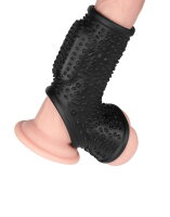 LoveToy Drip Knights Ring Vibrating Penis And Scrotum Sleeve (Ø 2.8 cm) Black