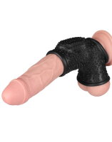 LoveToy Drip Knights Ring Vibrating Penis And Scrotum Sleeve (Ø 2.8 cm) Black